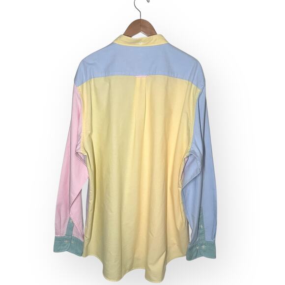 GANT Mixed Panel Oxford Button Down Shirt Pastel Colors Evening Party Night Out - Picture 8 of 13